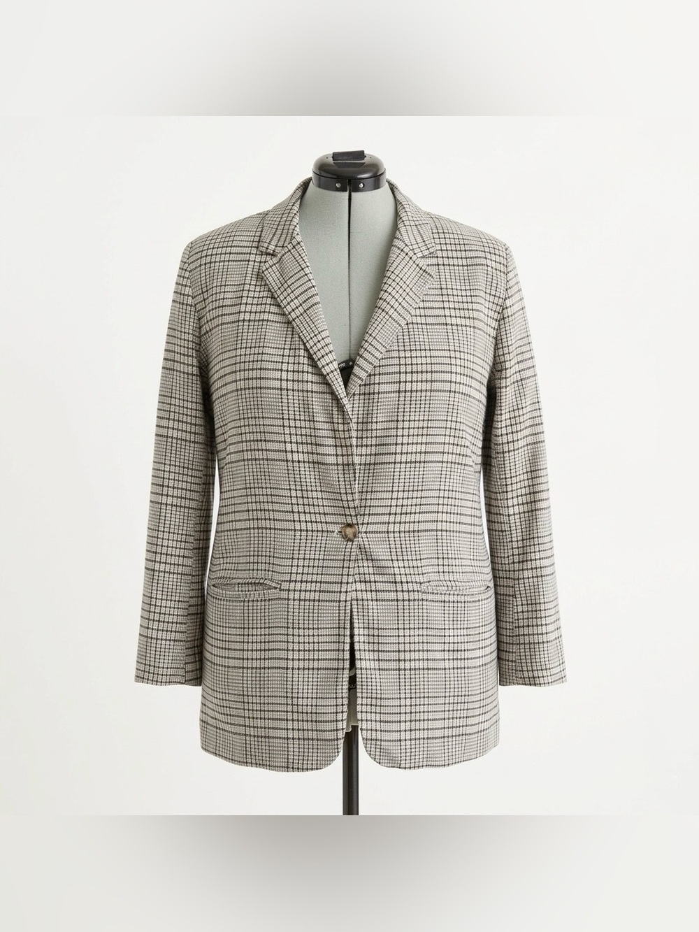 SO Plaid Blazer in Black, Cream & Olive Accent